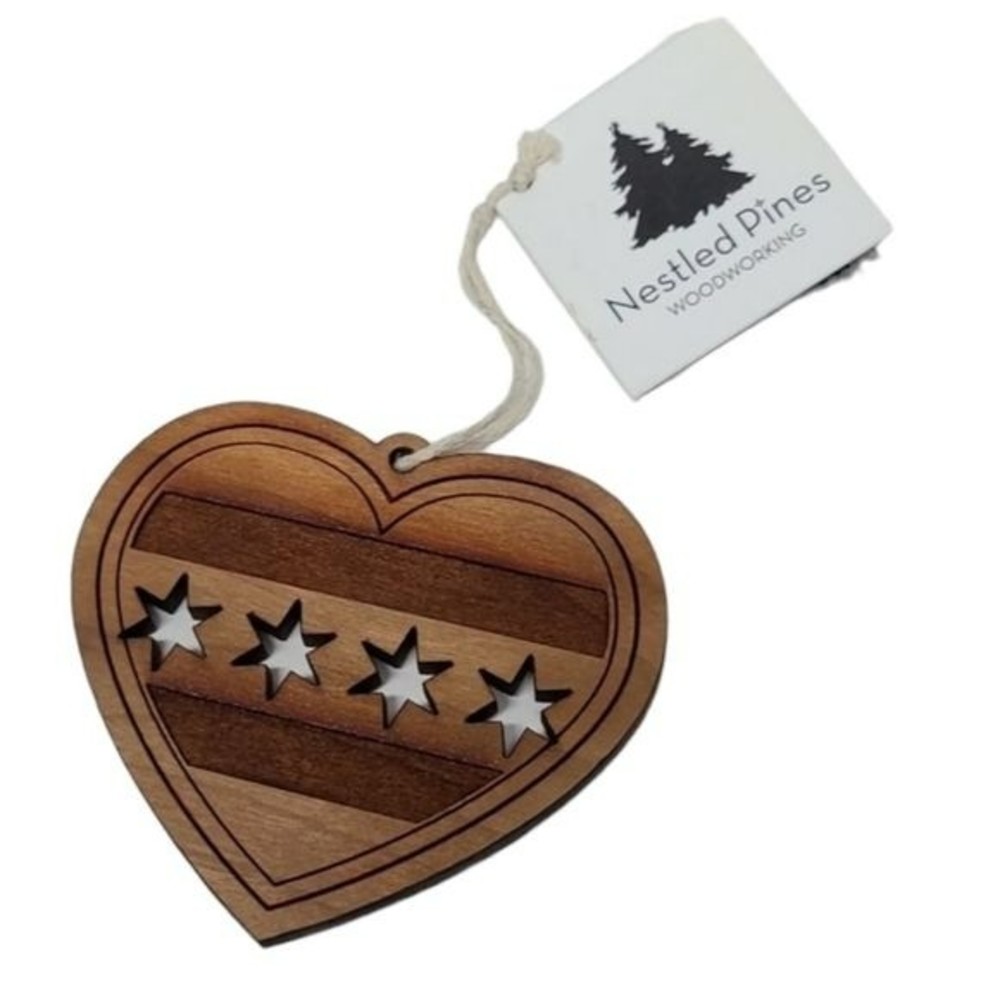 Chicago Flag heart ornament NWT
